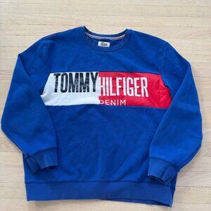 Tommy Hilfiger Denim Logo Crewneck Sweatshirt Blue/Red Men's XXL